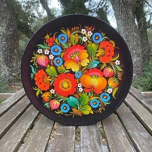 Hand Painted Ukrainian Folk Art Wooden Wall Plate